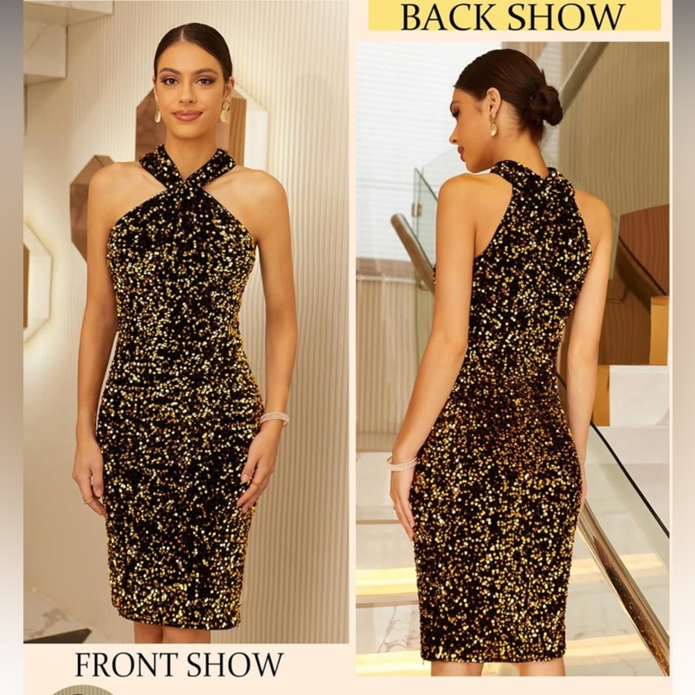 Grace Karin Black and Gold Strapless Dress - Picture 3 of 9
